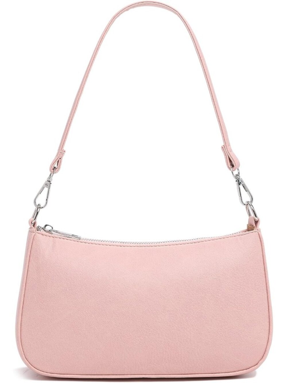 Women's Light Pink PU Leather Shoulder Bag Adjustable Strap Cute Hobo Handbags